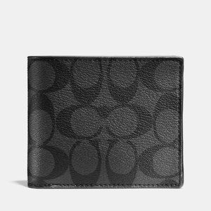 NEW Coach  Double Bill Signature PVC Men Wallet